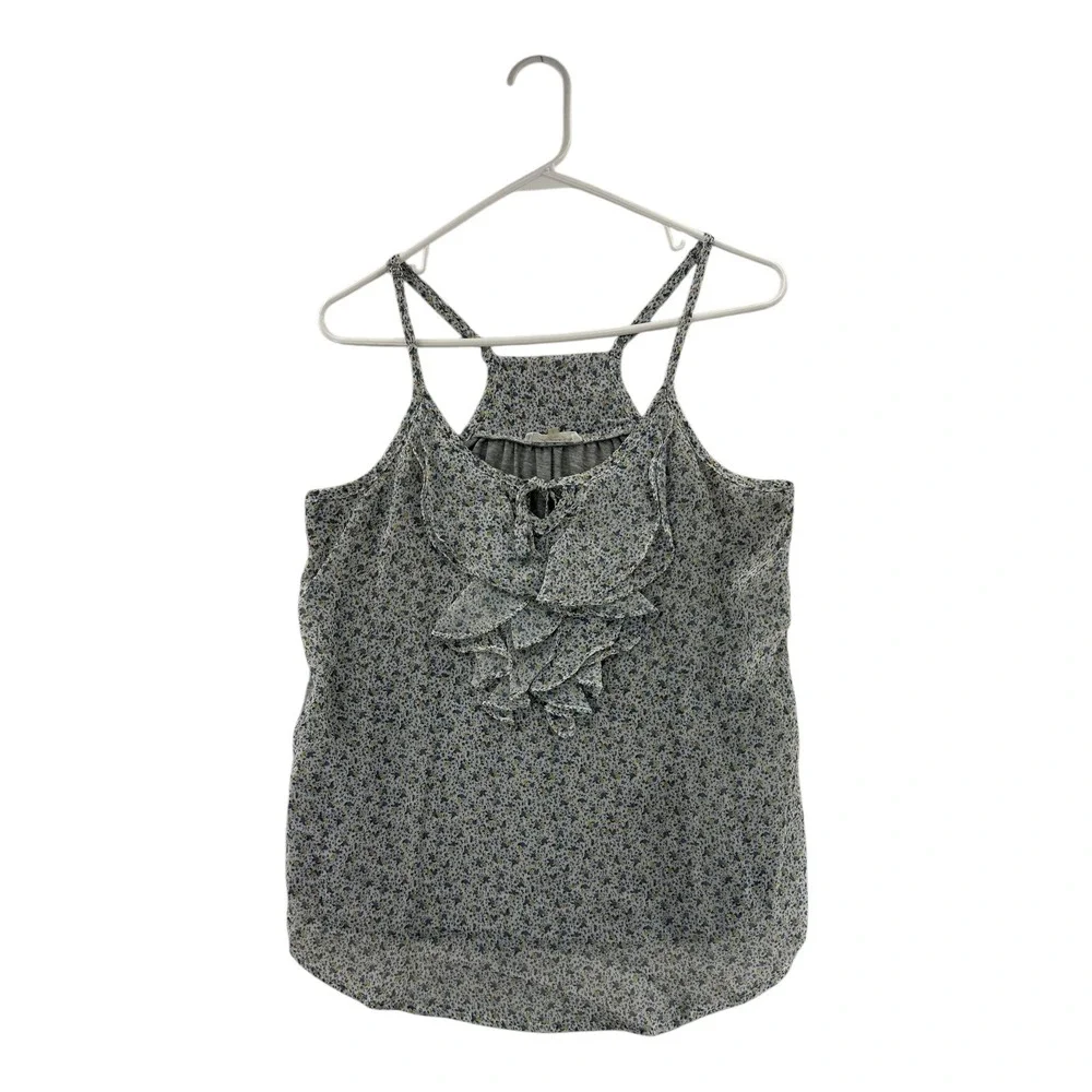 Sugarplum Floral Ruffle Tie Front Cami Tank Top Women's Size Large